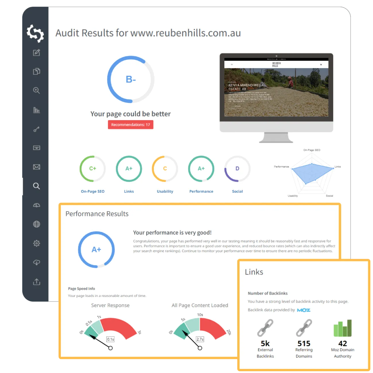 Interface d'audit SEO NOVA Business